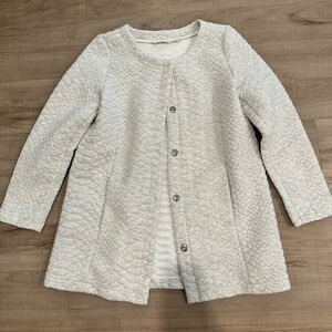 Soft Surroundings Womens Quilted Jacket Size Small Longline Cream‎ Gray